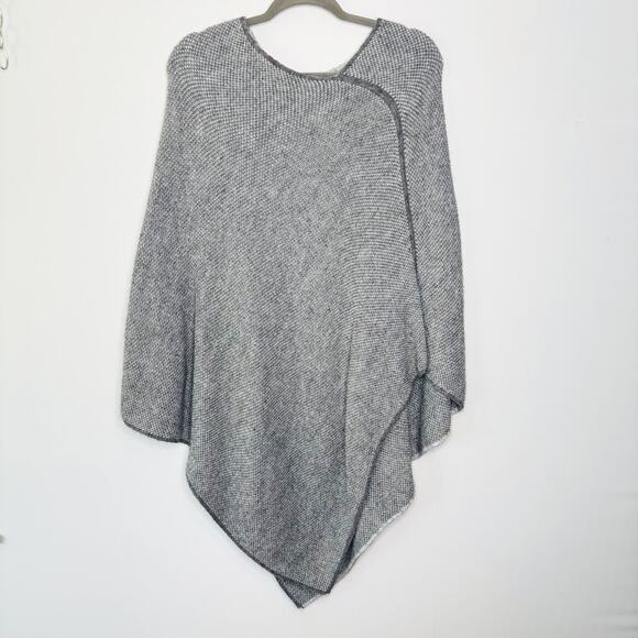 Fratelli Talli Italy Wool Alpaca Blend Gray Knit Cape Poncho One Size Lagenlook - Picture 9 of 9